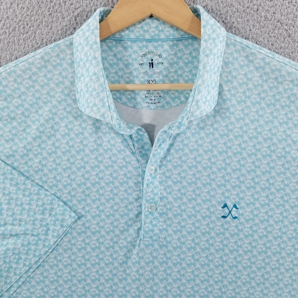 Johnnie-O Polo Shirt Mens XXL Blue Troubadour Golf Field Club Top Shelf Palms